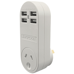Jackson 4 USB Charger with Mains Power Outlet 1 Amp