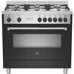 La Germania Americana 90cm Dual Fuel Upright Cooker - Matt Black