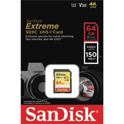 Sandisk 64GB EXTREME SDXC SDXV6 Memory Card