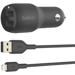 Belkin Dual 24W Car Charger and Lightning Cable