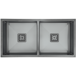 Hafele Squareline Sink G3 Double Linen Gunmetal