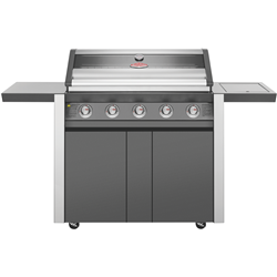 BeefEater 1600 Series Dark 5 Burner BBQ & Trolley w/ Side Burner Cast Iron Burners & Grills