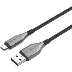 Cygnett USB 2.0 Armoured braided USB A USB C  2m Black