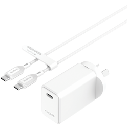 Mophie Essential 30W USB-C Wall Charger & C-C Cable Bundle White