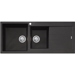 Oliveri Santorini 1 & 3/4 Left Hand Bowl with Drainer Black Sink