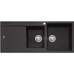 Oliveri Santorini 1 & 3/4 Right Hand Bowl with Drainer Black Sink