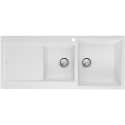 Oliveri Santorini 1 & 3/4 Right Hand Bowl with Drainer White Sink