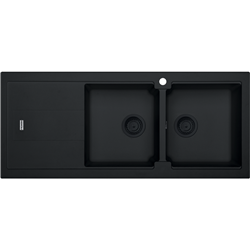 Franke Bali Double Bowl Sink with Left Hand Drainer - Matt Black