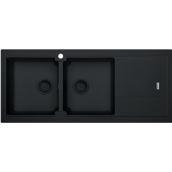 Franke Bali Double Bowl Sink with Right Hand Drainer  - Matt Black