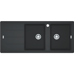 Franke Bali Double Bowl Sink with Left Hand Drainer  - Onyx