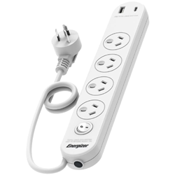 Energizer 4 Outlet Power Board with Surge Protection & 2 USB Ports