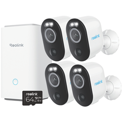 Reolink 2K+ Battery Camera Security Kit x 4 with Hub 64GB